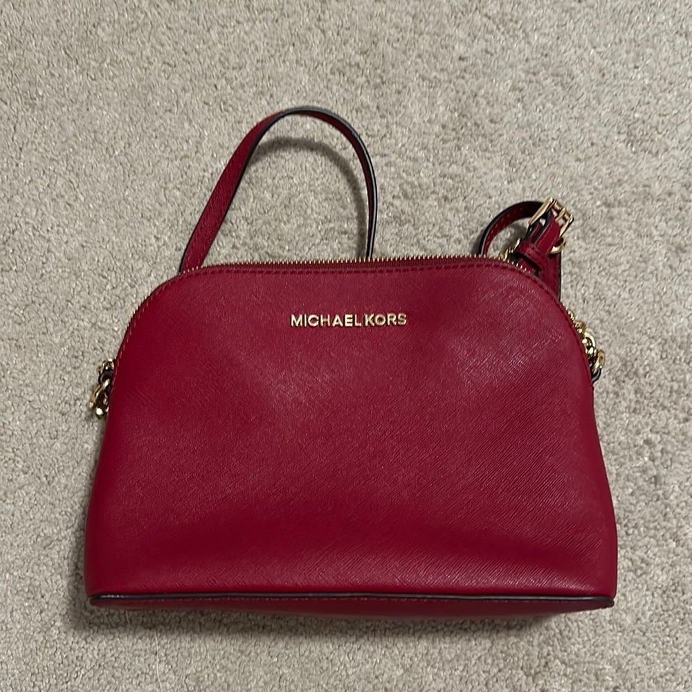 Michael Kors leather red crossbody bag